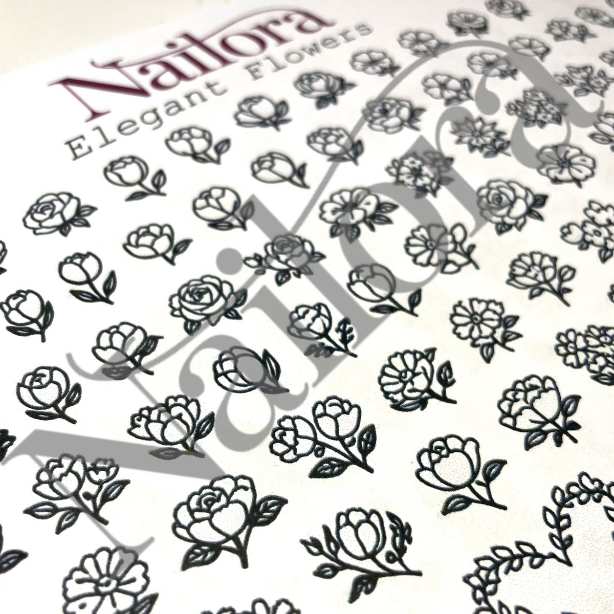 elegant flowers 4 nail art sheet with nailora watermark