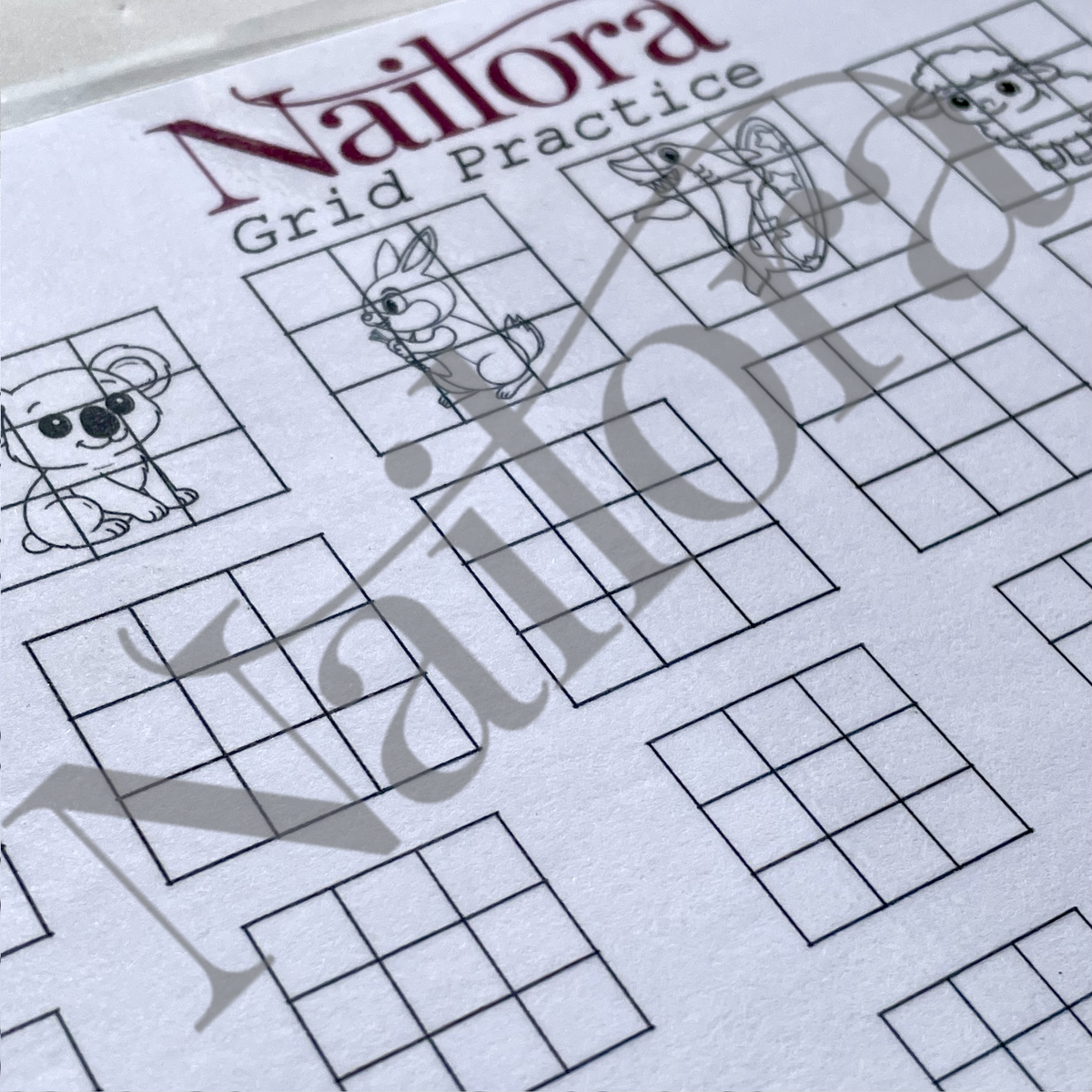 nailora grid practice nail art sheet